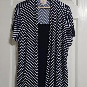 727 Trend Woman Stripped Short Sleeve Layered Top Blouse